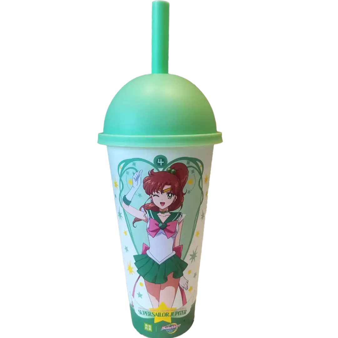 Vaso Sailor Jupiter (Sailor Moon) | con tapa y bombilla | 475 ml
